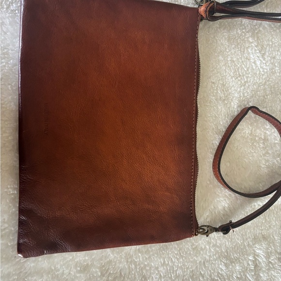 Pratesi Firenze Clutch Crossbody Italian Leather Zipper Wristlet Brown - Picture 4 of 4